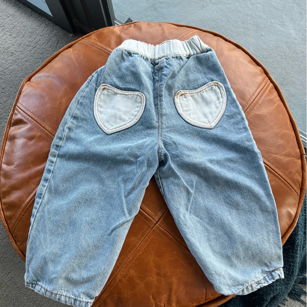 Super cute heart back pocket denim jeans from Japan size 90 / 2T retail $70